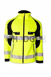 Hüsler Softshelljacke Ready, leuchtgelb/schwarz - ohne Klettflausch - Auslaufartikel