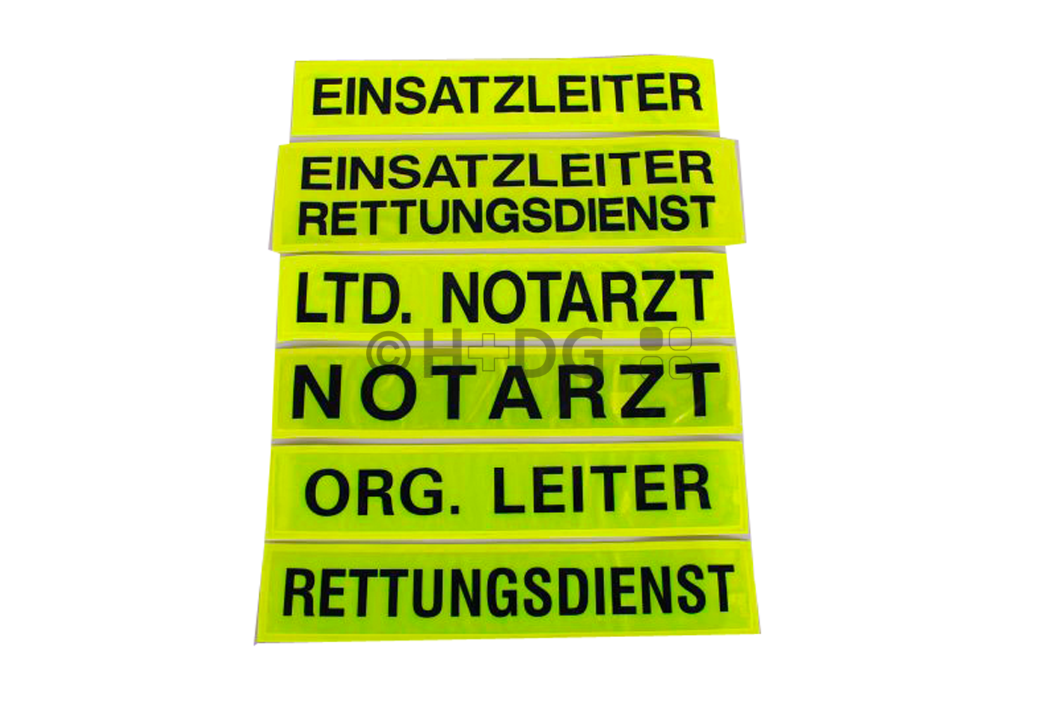 Standard-Rückenschilder, Reflexite® gelb, schwarzer Schriftzug