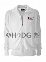 DRK-Sweatjacke College, weiß Kompaktlogo+Rettungsd.'vo.+hi.'