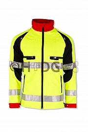 Hüsler Softshelljacke Ready, leuchtgelb/rot/schwarz - ohne Klettflausch - Auslaufartikel
