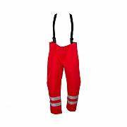 leuchtrot/marine-Wetterschutzlatzhose, rot, neutral, gem. WW Bayern
