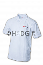 Malteser-Poloshirt, weiß doppeltes Logo, 200 g/m²