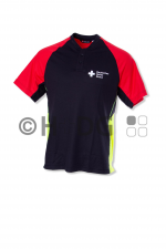 H&uuml;sler Poloshirt DRK, Kurzarm, Druck, rot/leuchtgelb/schwarz