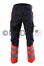 Hüsler Einsatzhose Ready, Membrane im Knie, leuchtrot/grau/schwarz - Auslaufartikel