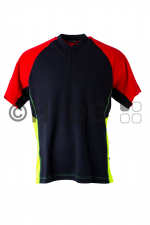 Hüsler Poloshirt Ready, rot/leuchtgelb/schwarz