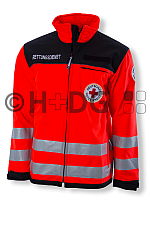 BRK-Rettungsdienst-Softshelljacke leuchtrot/schwarz