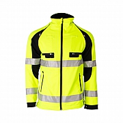 H&uuml;sler Softshelljacke Ready, leuchtgelb/schwarz - ohne Klettflausch - neuer Stretchstoff