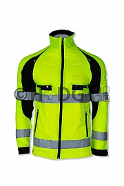 Hüsler Softshelljacke Ready light leuchtgelb/schwarz - mit Klettflausch