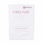 Malteser-Urkunde Jubil&auml;umsabzeichen, VA,