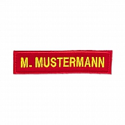 Namensband, rot/leuchtgelbe Schrift,