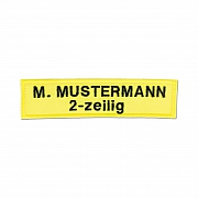 Namensband, leuchtgelb/schwarze Schrift,