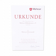 Malteser-Urkunde Ehrennadel, VA,