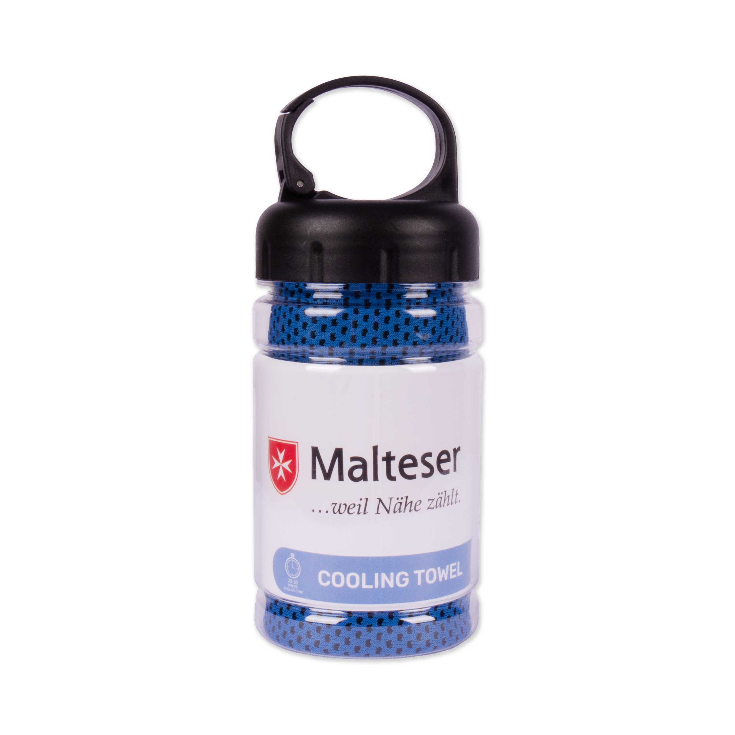 Malteser-Kühl-/Sporthandtuch im Behälter, PV,