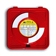 Rettungsring-Standgehäuse, signalrot, ohne Pfosten, mit Ausrüstung