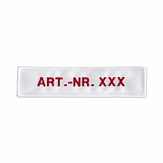 Namensband, wei&szlig;/rote Schrift,